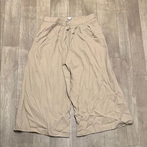 LOFT Wide Leg Cropped Pants in Light Beige